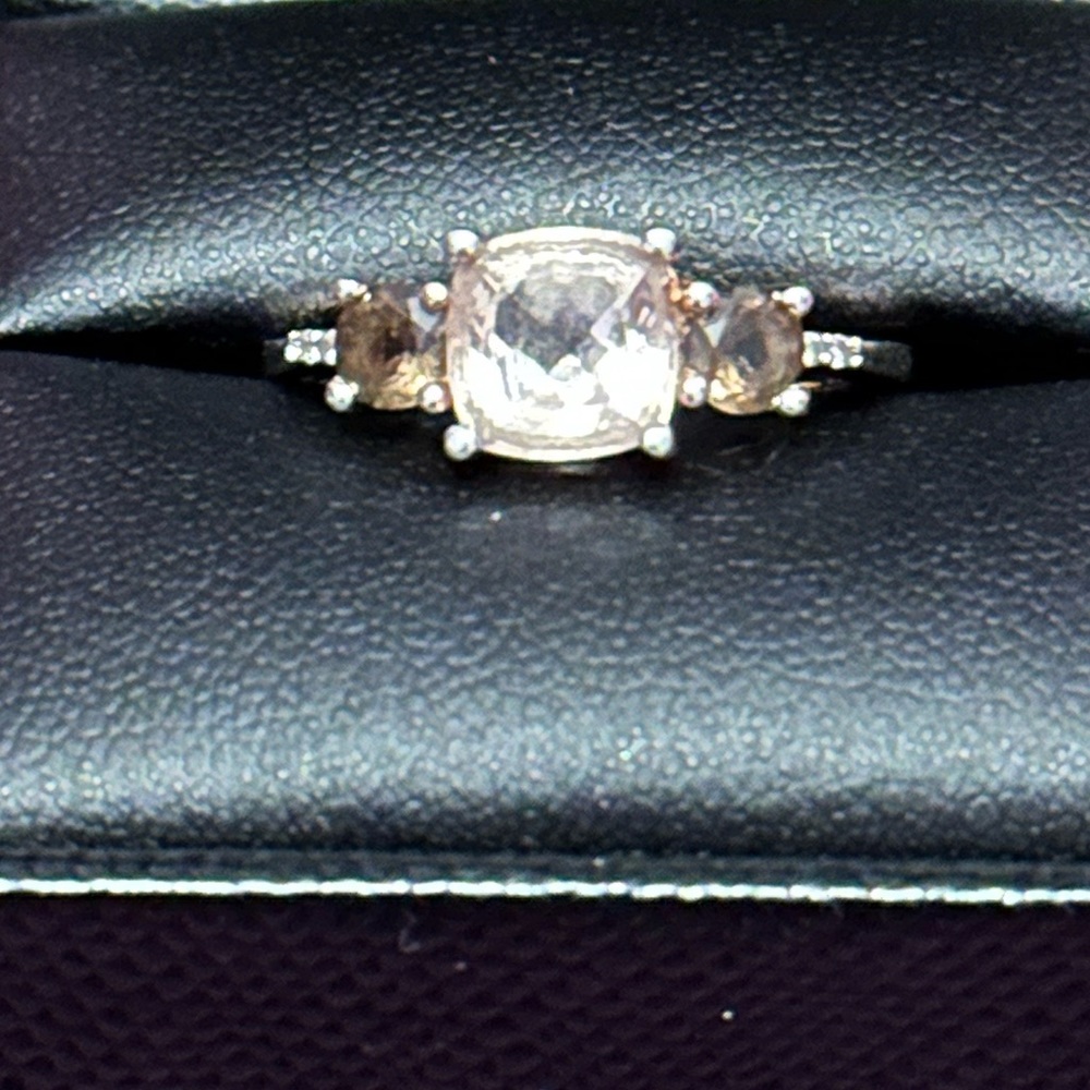 1ct Genuine peach/pink Morganite ring set in Rose gold plated Sterling …